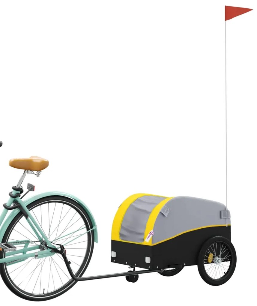 Reboque para bicicleta 30 kg ferro preto e amarelo