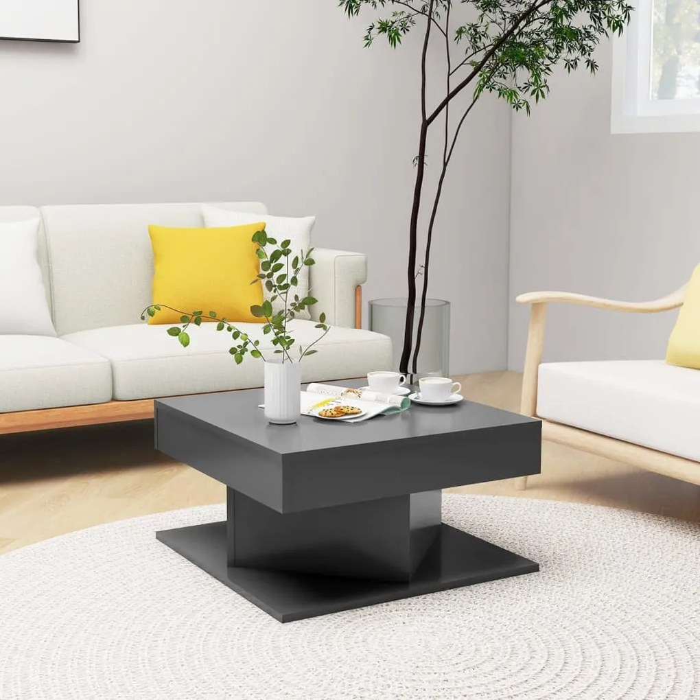 vidaXL Mesa de centro 57x57x30 cm contraplacado cinzento