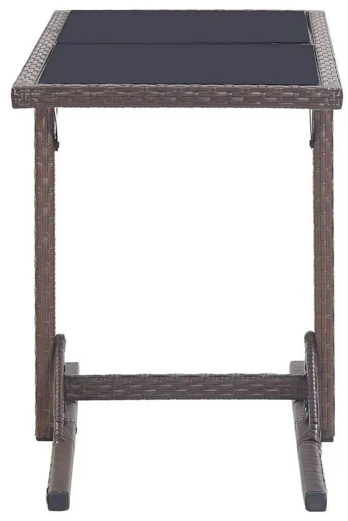 3 pcs conj. jantar p/ jardim vime PE e vidro temperado castanho