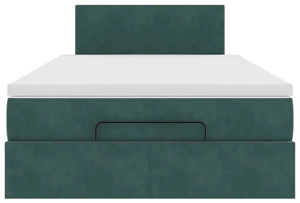 Estrutura de cama otomana com colchão verde escuro veludo