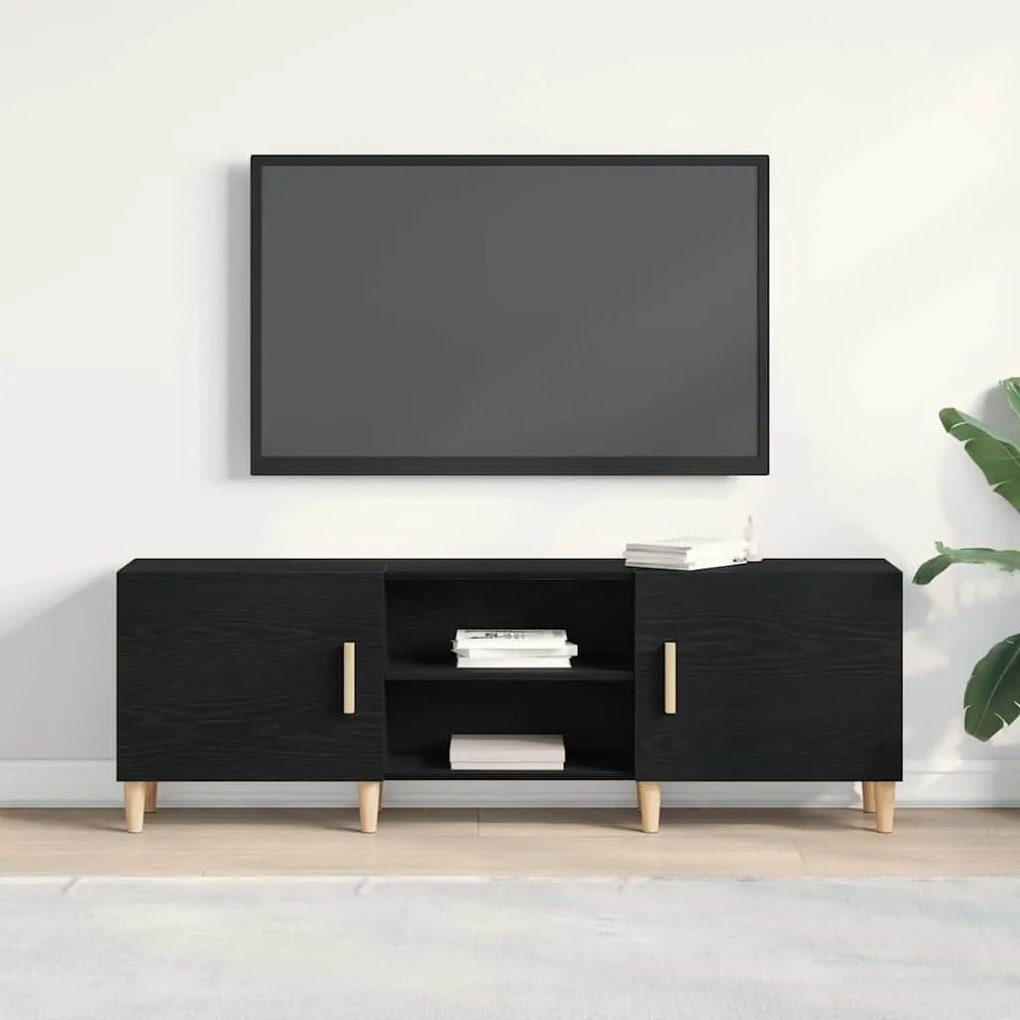 Suporte para TV vidaXL - Carvalho Preto, 150x30x50 cm, Feito de Madeir