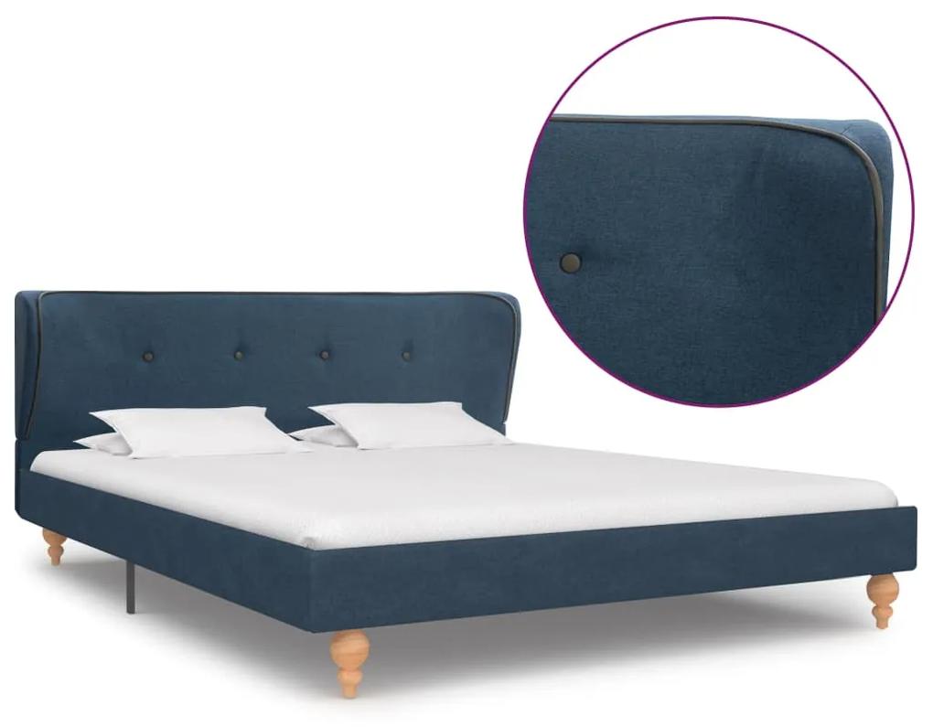 280579 vidaXL Estrutura de cama em tecido azul 140x200 cm