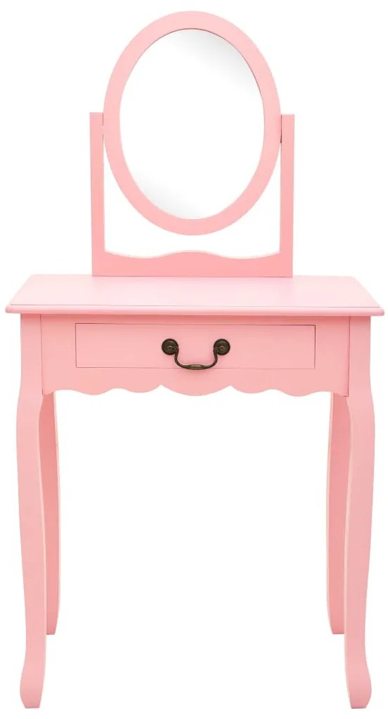 Toucador c/ banco 65x36x128 cm MDF e madeira de paulownia rosa