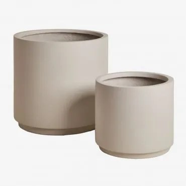Conjunto De 2 Vasos De Exterior Ø35 Cm / Ø25 Cm Em Polystone Saturno Cinzento Areia - Sklum