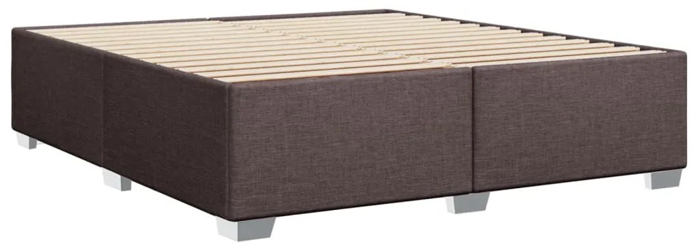 Estrutura de cama sem colchão 200x200 cm tecido castanho-escuro