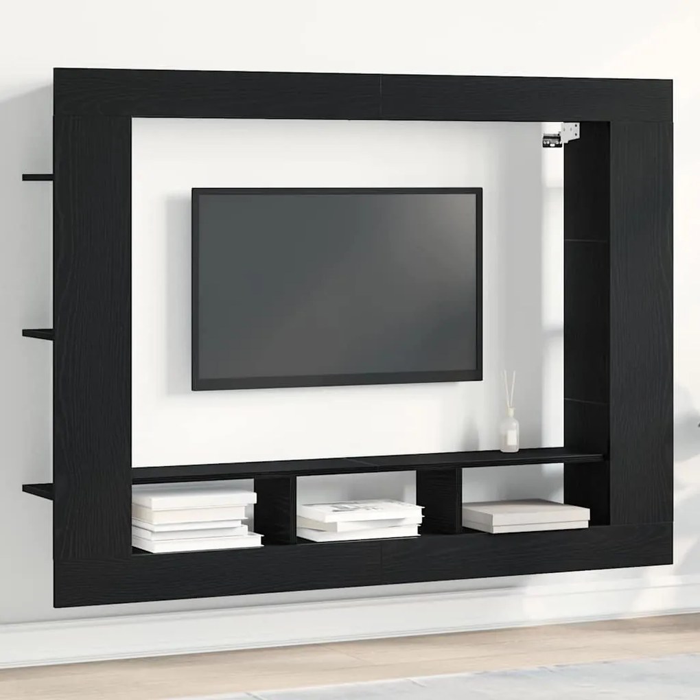 Armário de TV Suspenso vidaXL Preto Carvalho 152x22x113 cm