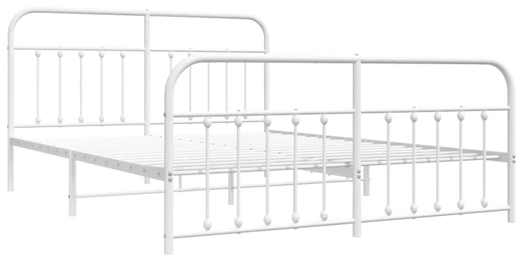 Estrutura de cama com cabeceira e pés 160x200 cm metal branco