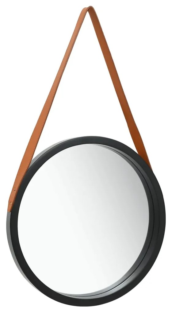 vidaXL Espelho de parede com alça 40 cm preto