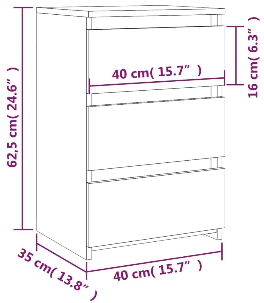 Conjunto de 2 Mesinhas de Cabeceira Naina - Cinzento - Design Moderno