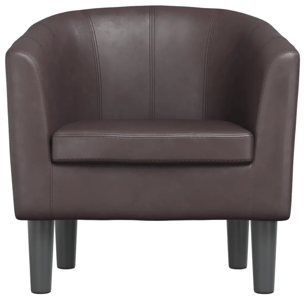 Poltrona couro artificial castanho