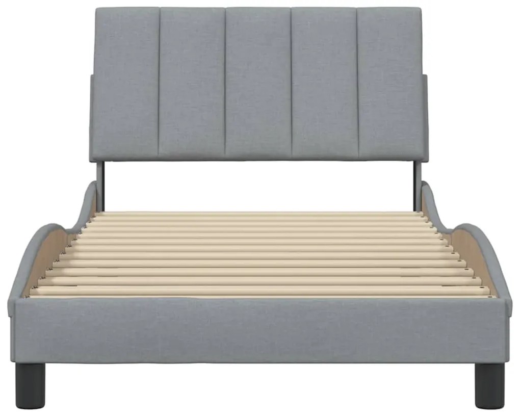 Estrutura de cama sem colchão 100x200 cm tecido cinzento-claro