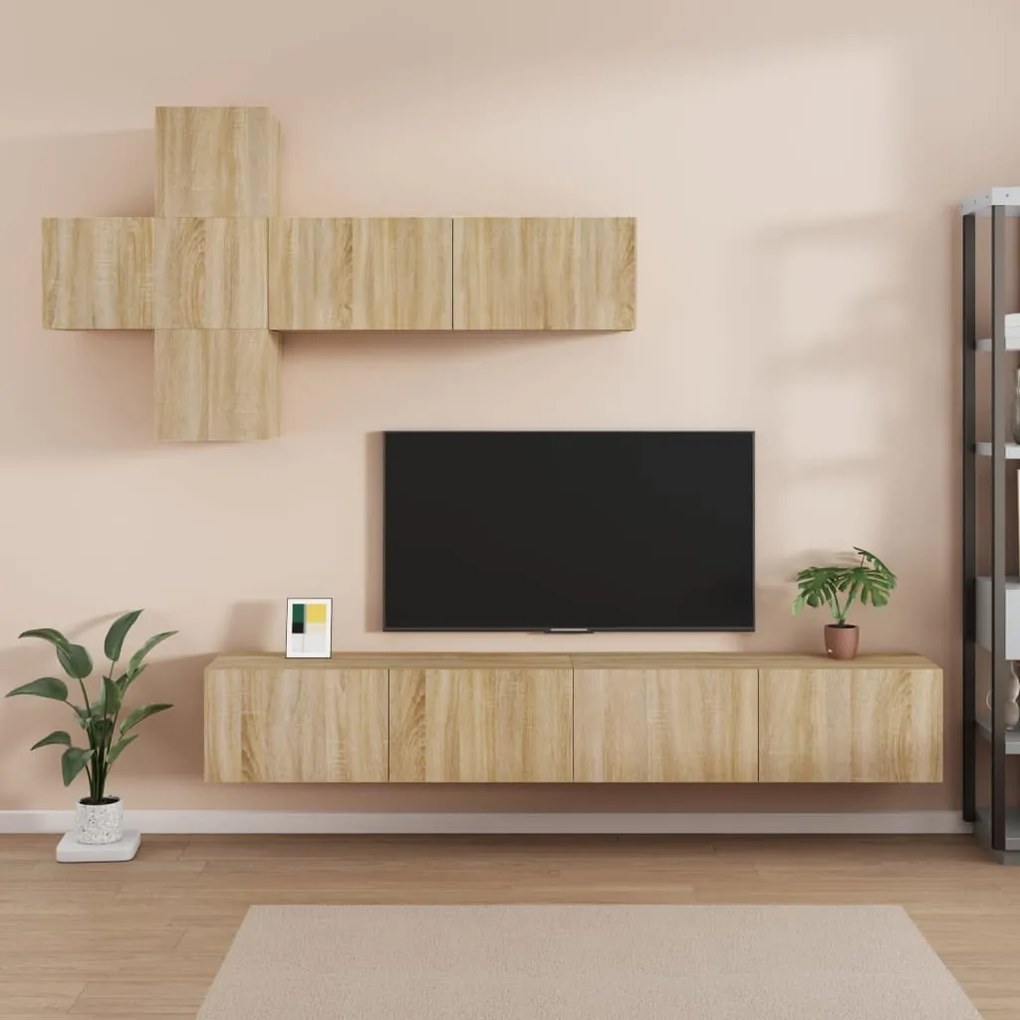 vidaXL Conjunto móveis de TV 7 pcs madeira processada carvalho sonoma