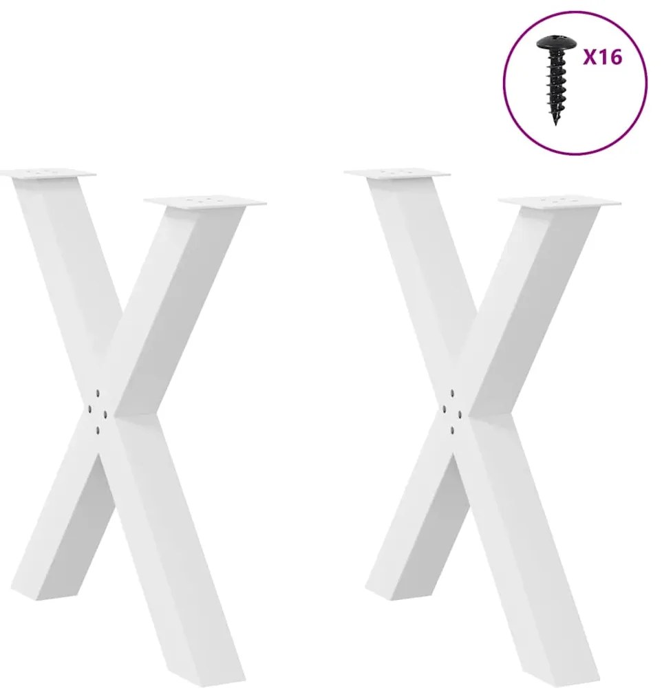 Pernas p/ mesa de jantar 2 pcs forma X 70x(72-73) cm aço branco