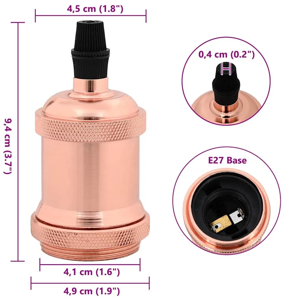 Casquilhos de lâmpadas 2 pcs rosa dourado E27