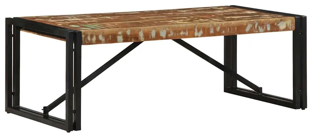 Mesa de centro multicor 100x50x35 cm madeira maciça recuperada