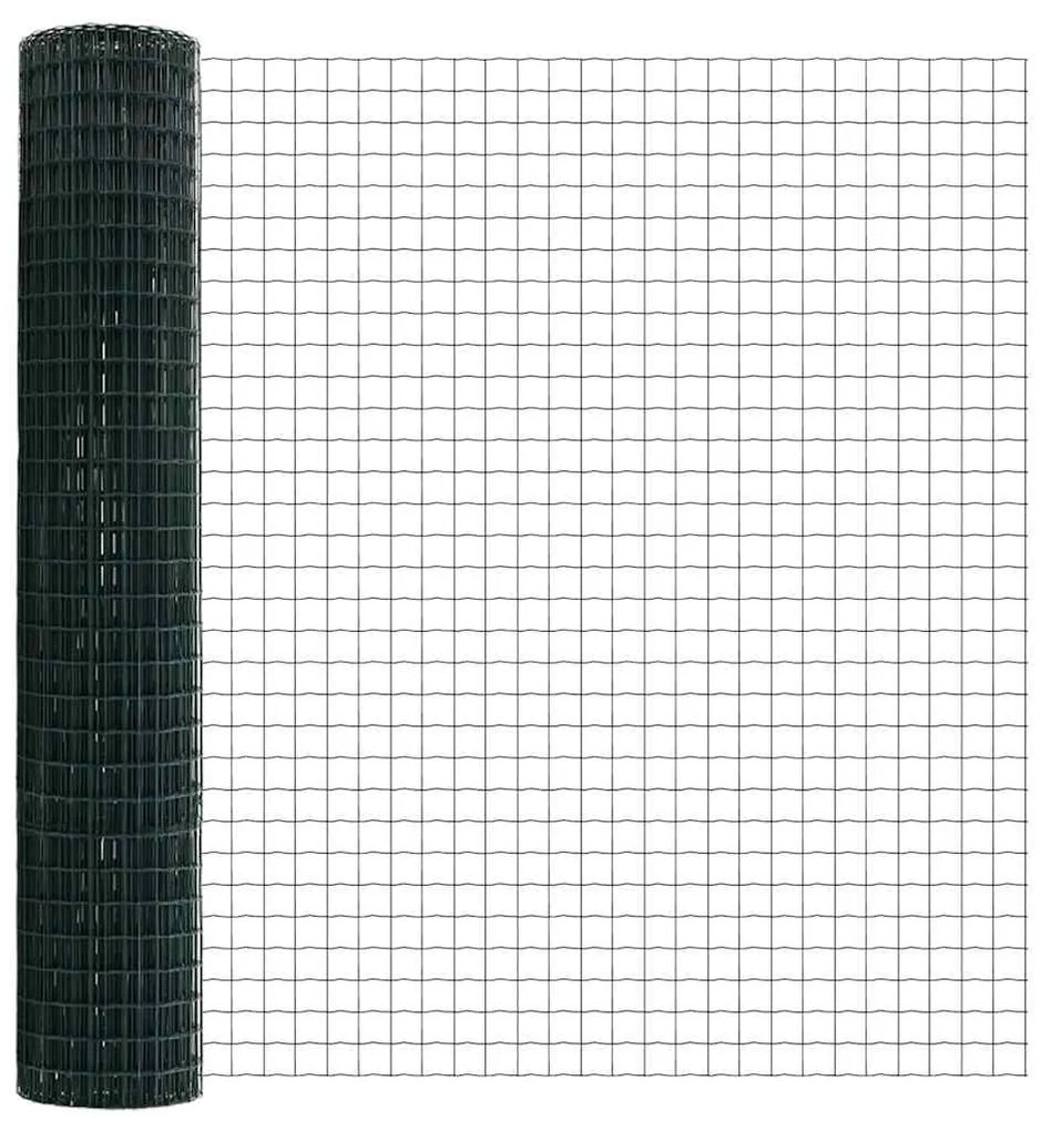 Cerca Euro com 7 Postes 1.5x10 m em Aço Galvanizado Verde