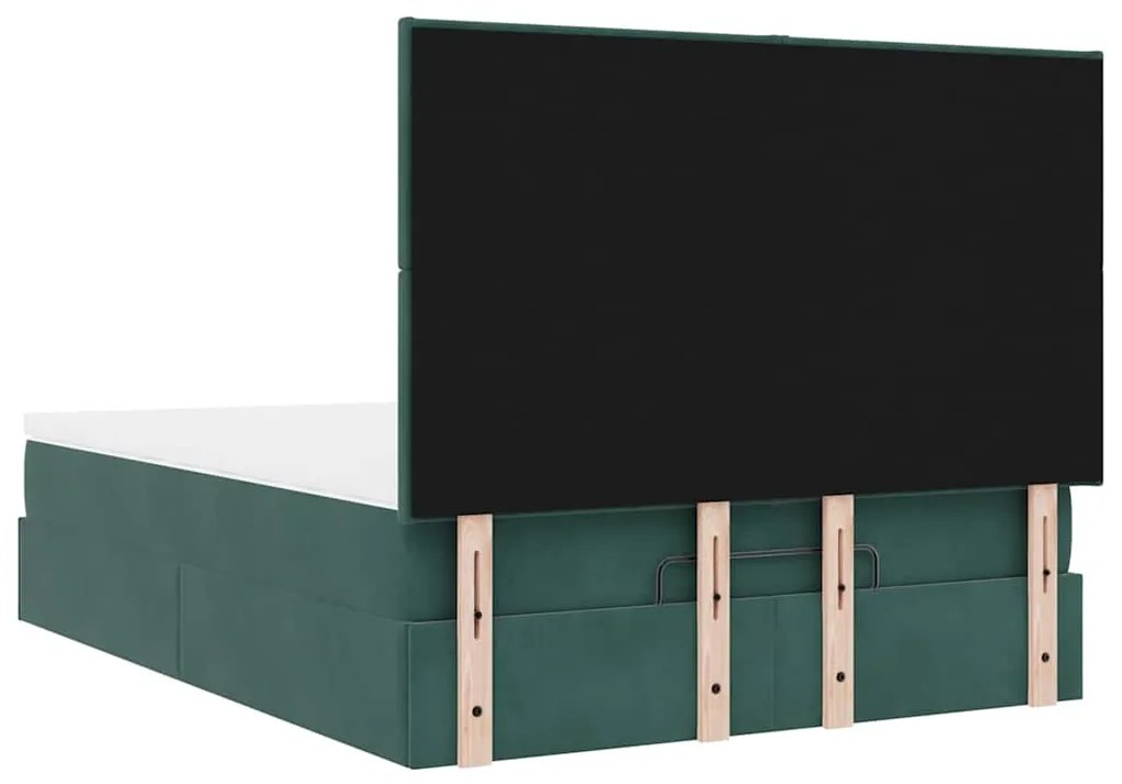 Estrutura cama otomana colchões 140x200 cm veludo verde escuro
