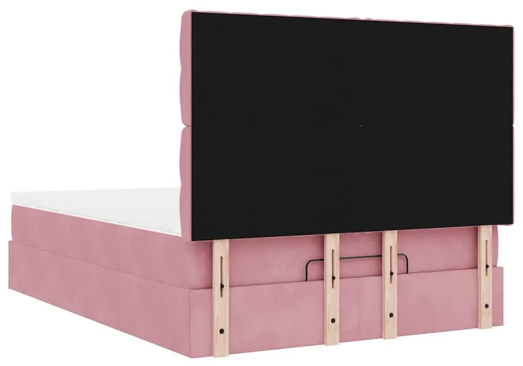 Estrutura de cama otomana com colchões 140x200 cm veludo rosa