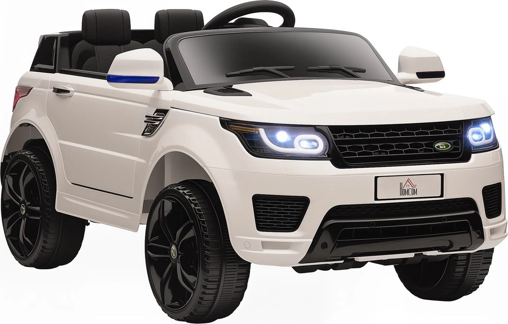 HOMCOM Carro Elétrico SUV Infantil 12V com 2 Motores Controlo Remoto Faróis Buzina Bluetooth Música USB 3-5km/h 110x68x52cm Branco | Aosom Portugal