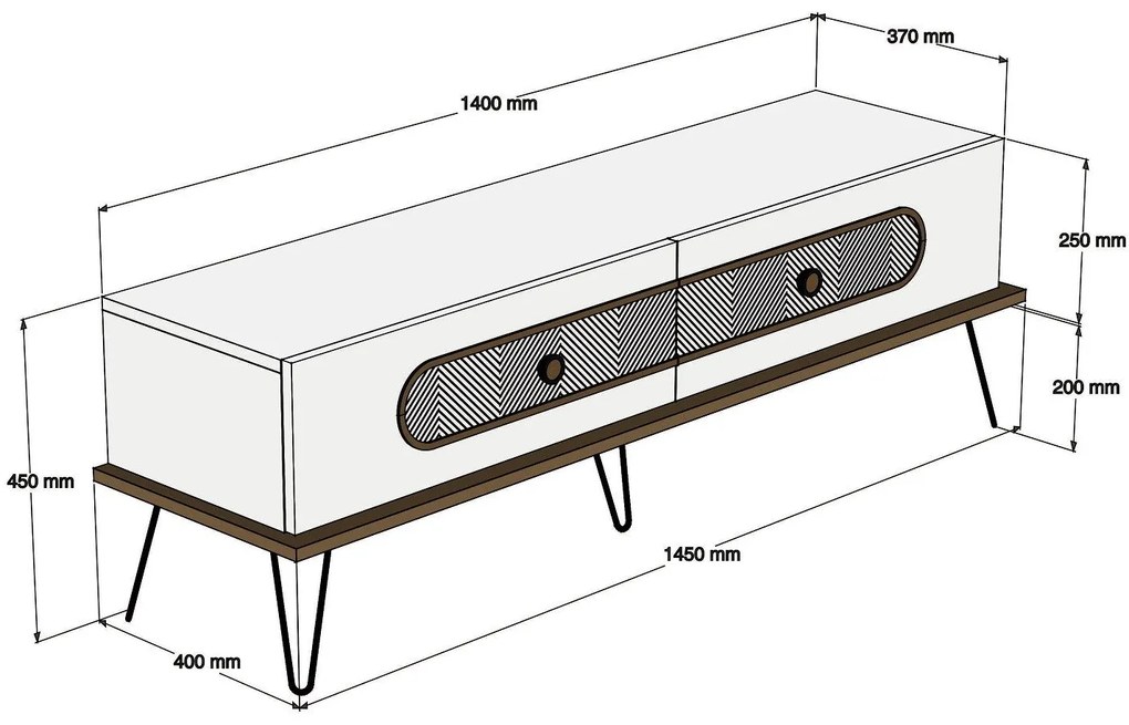 Conjunto de Mobiliário de Sala Ekol – Nogueira – TV Unit: 145x45x37 cm