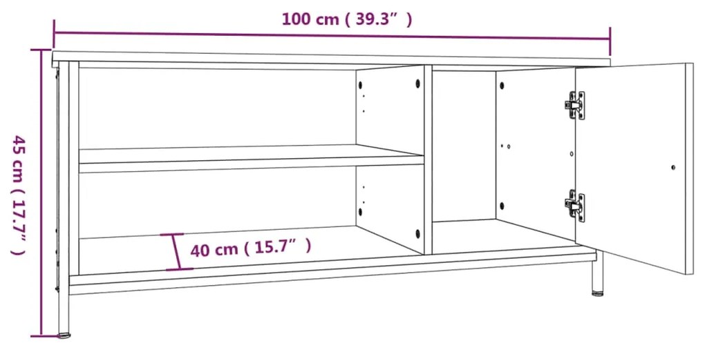 Móvel de TV 100x40x45 cm derivados de madeira cinzento sonoma