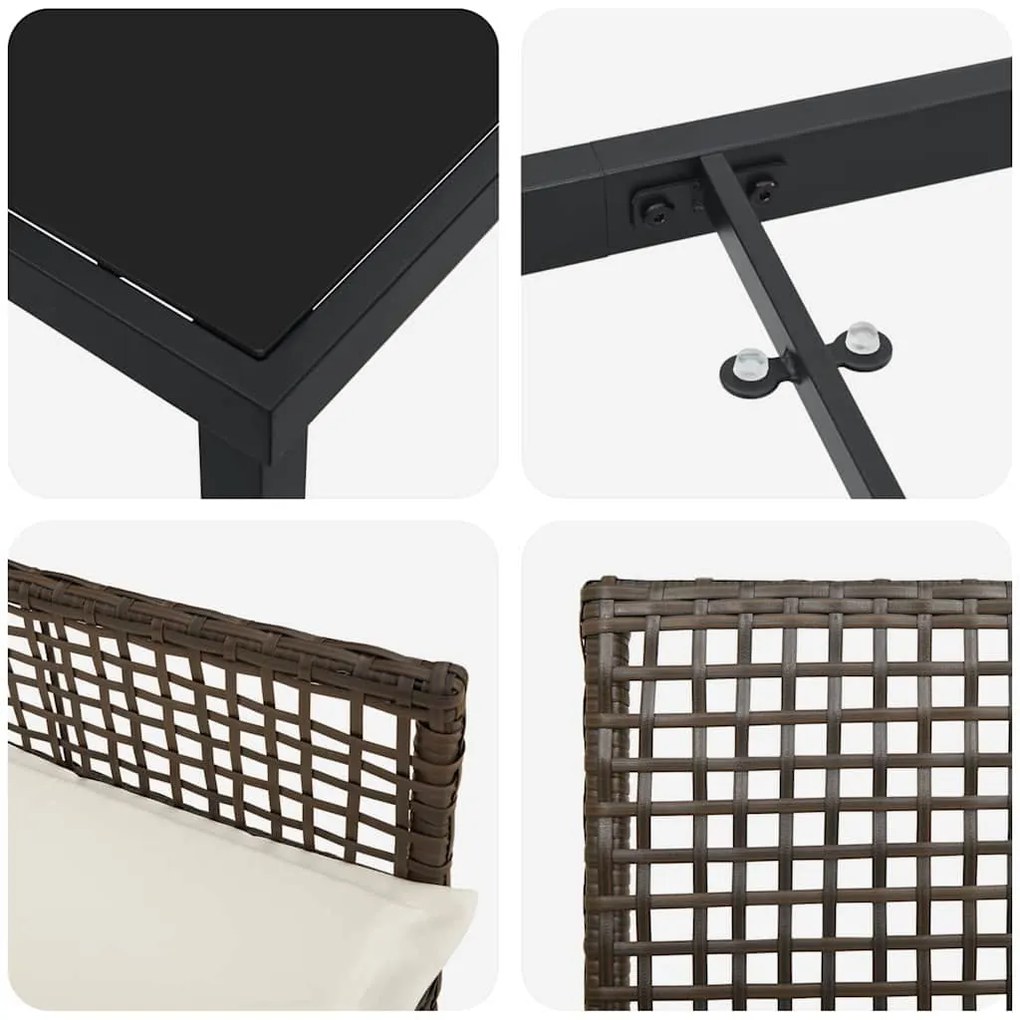 Conjunto de Jantar de Jardim 5 Peças com Almofadas Castanho Rattan Sin