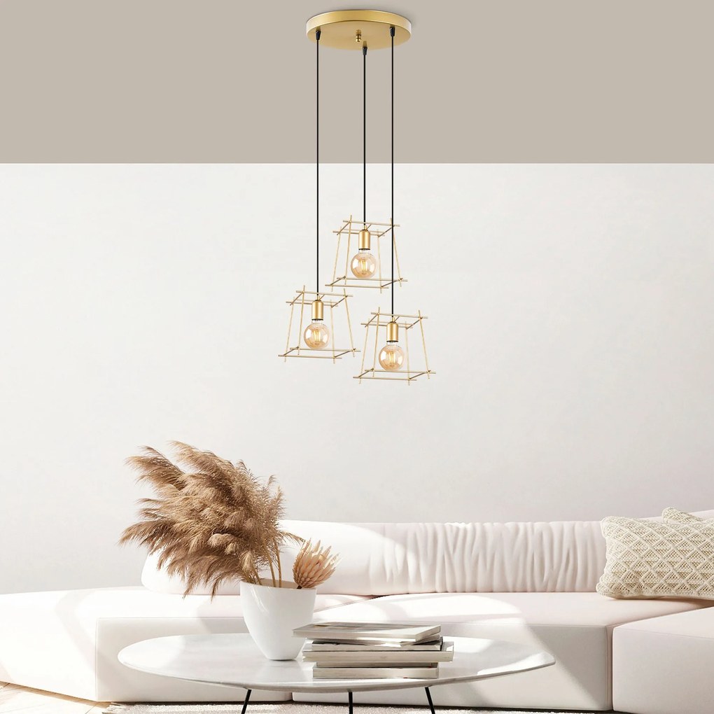 Chandelier Coman – Ouro Brilhante – 56 x 56 x 122 cm