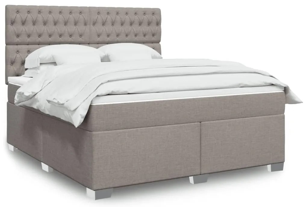 vidaXL Cama com molas/colchão 180x200 cm tecido castanho-acinzentado