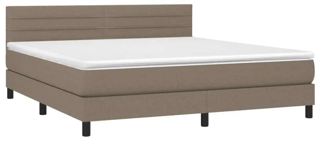 Cama box spring colchão/LED 160x200 cm tecido cinza-acastanhado