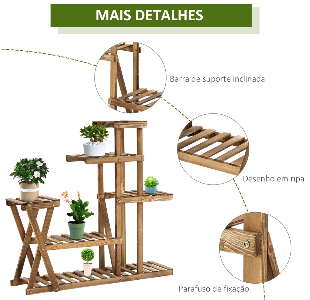 Suporte para Plantas Estante para Plantas de Madeira com 5 Níveis para Interior Exterior 98x28x95 cm Madeira