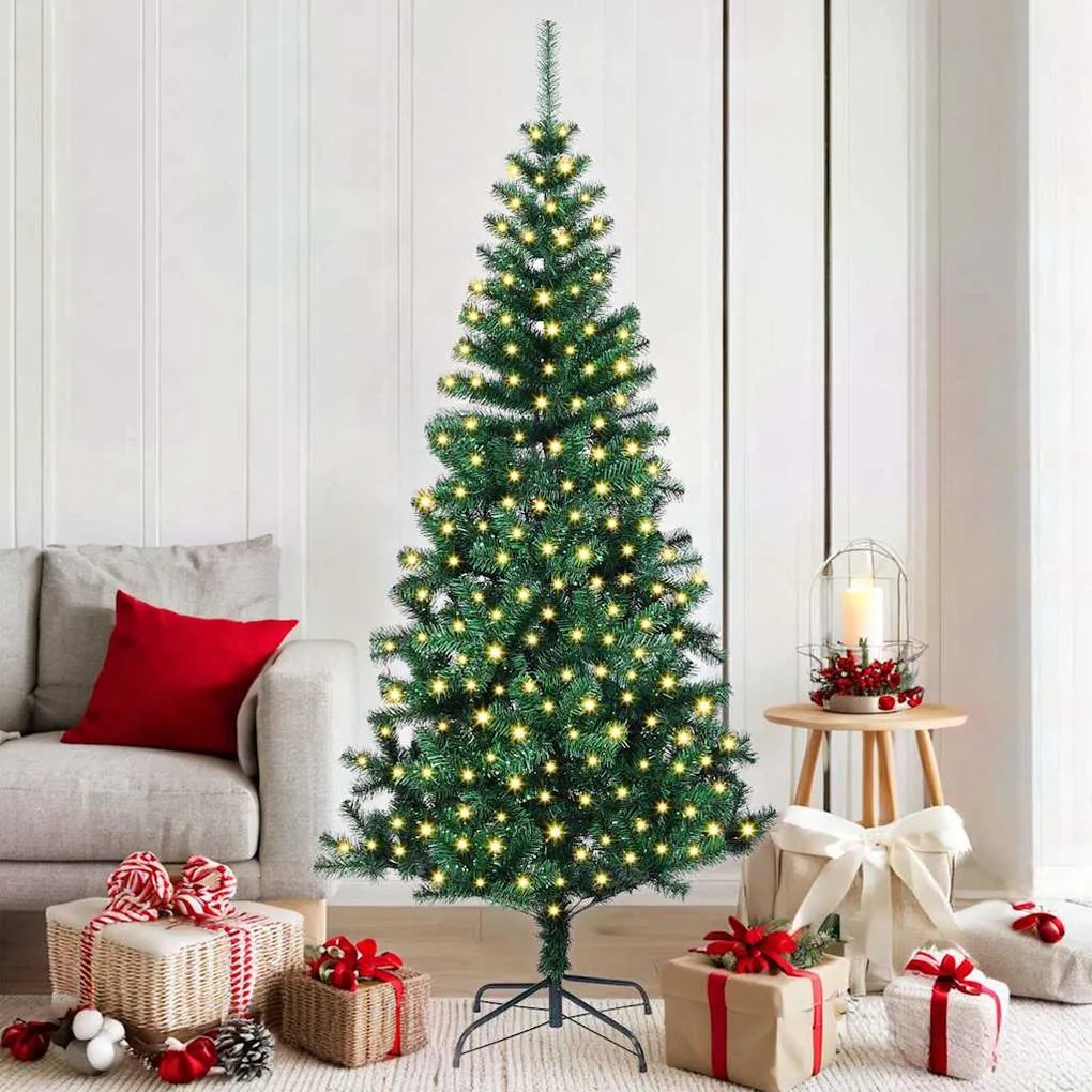 vidaXL Árvore de Natal Artificial Pré-iluminada Verde 180 cm