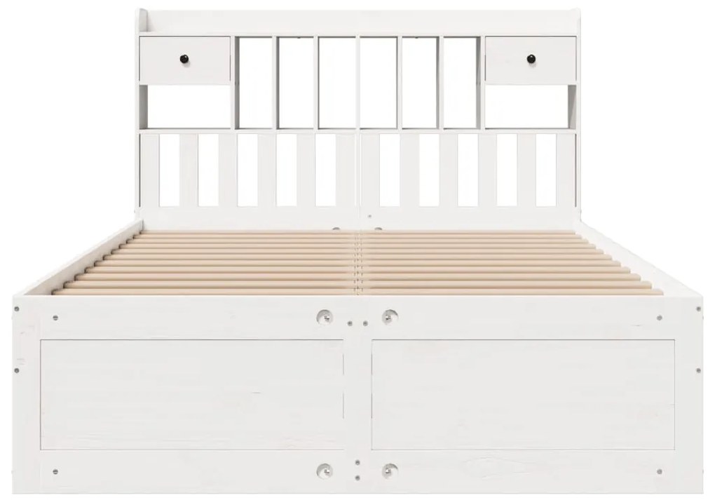Cama com estante sem colchão 140x190 cm pinho maciço branco