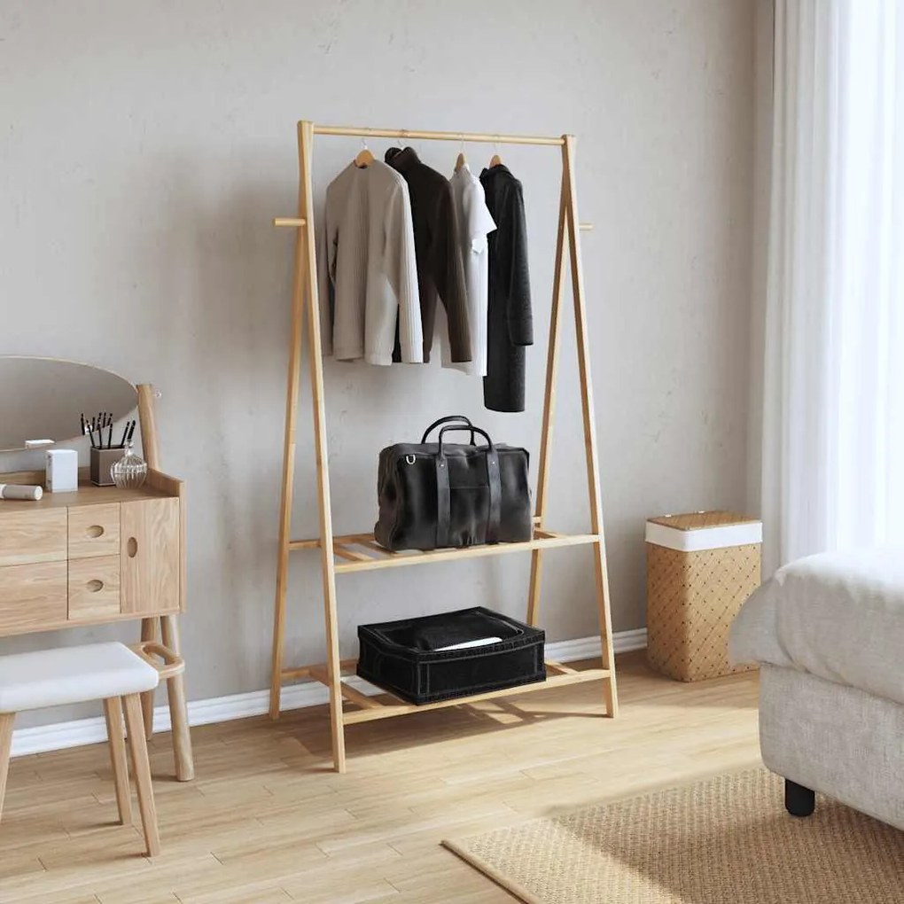 Roupeiro com prateleiras 96x45,5x150,5 cm bambu