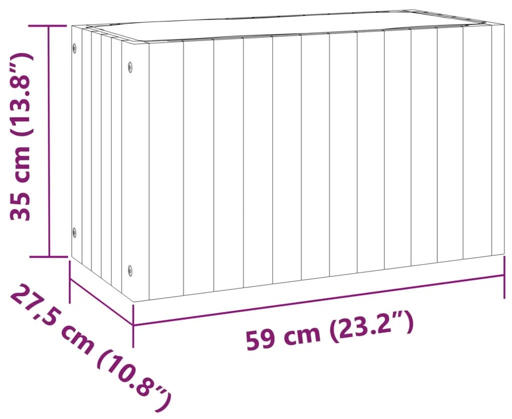 Vaso/floreira de jardim 59x27,5x35 cm madeira de acácia maciça