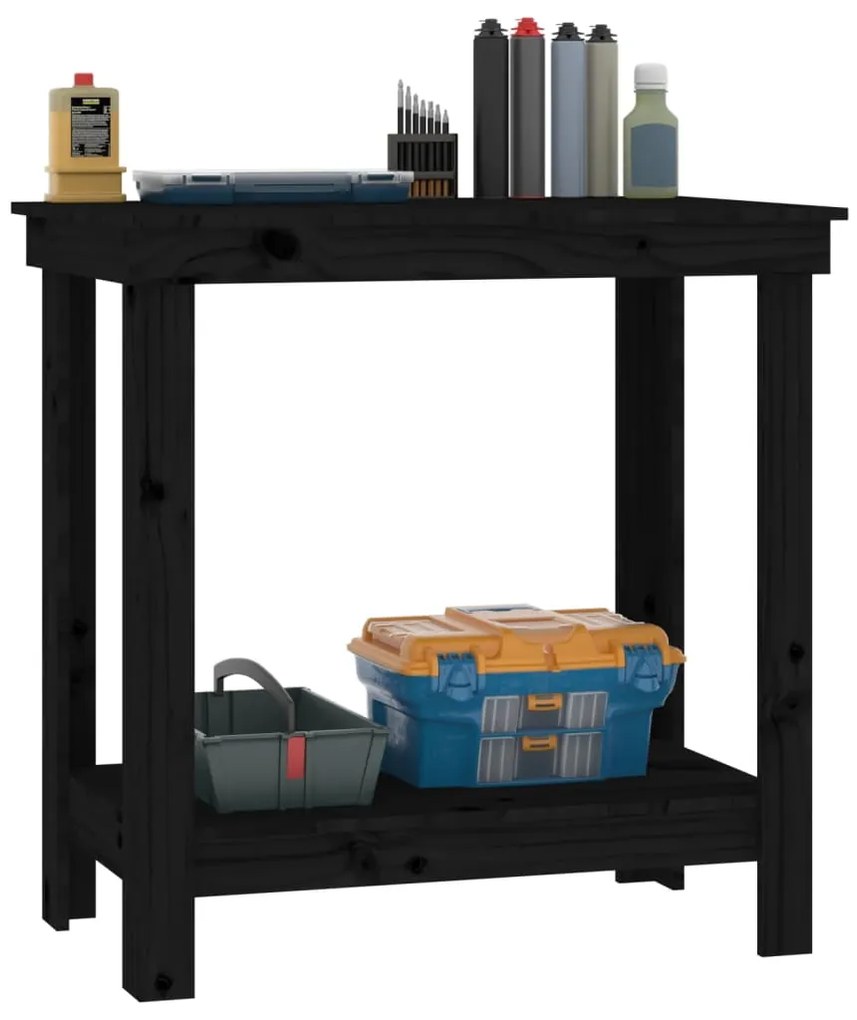 Banco de trabalho 80x50x80 cm pinho maciço preto