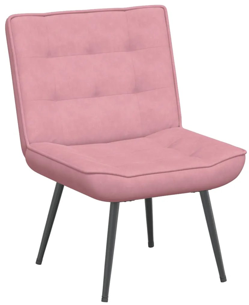 Cadeira de descanso com banco veludo rosa