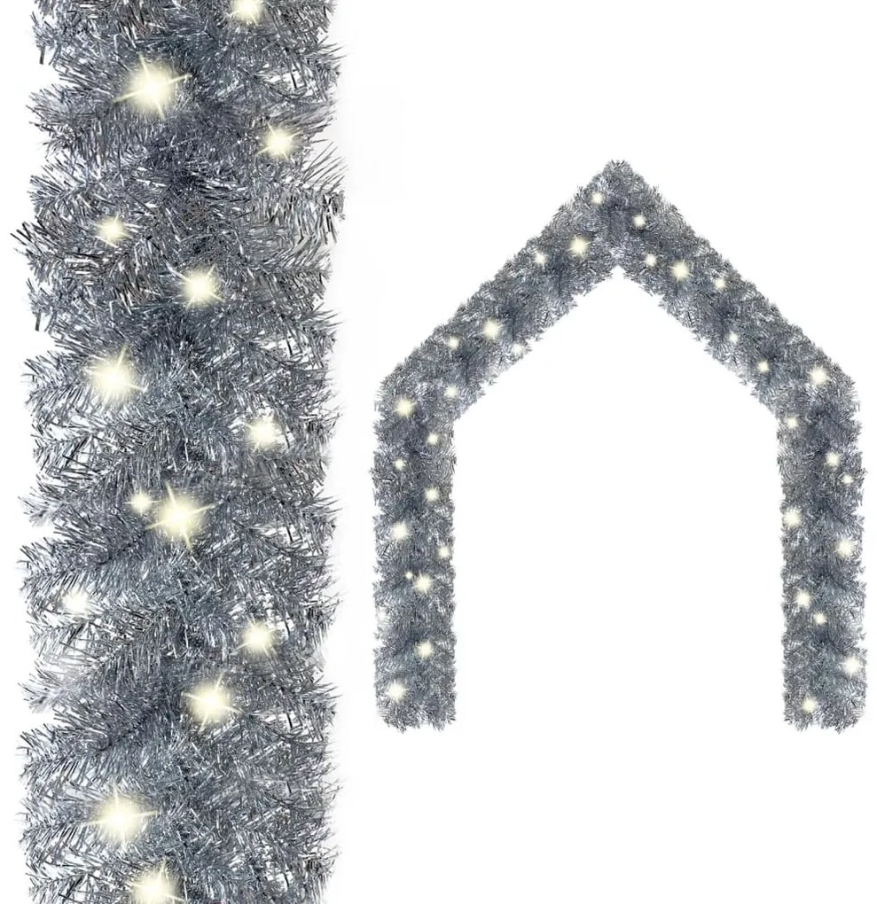 329206 vidaXL Grinalda de Natal com luzes LED 20 m prateado