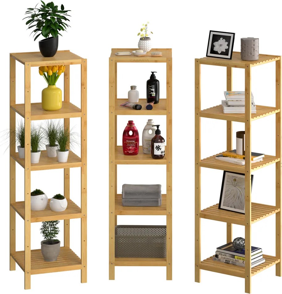 Estante de banheiro em bambu 140 x 33 x 33 cm Castanho