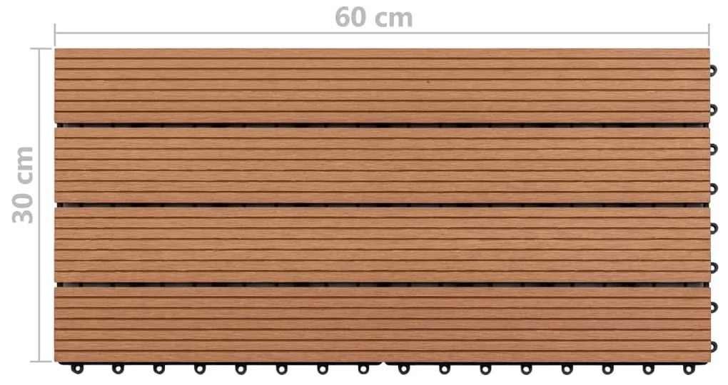 Ladrilhos 60x30 cm 6 pcs 1m² WPC castanho