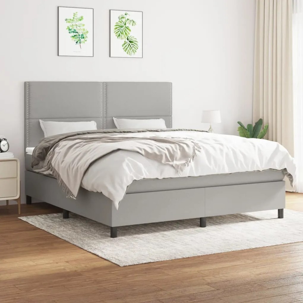 vidaXL Cama com molas/colchão 180x200 cm tecido cinzento-claro