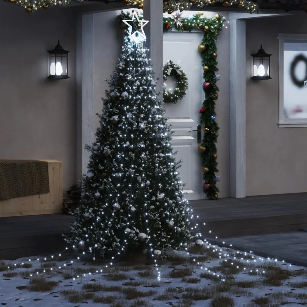 vidaXL Iluminação p/ árvore de Natal 320 luzes LED 375cm branco frio