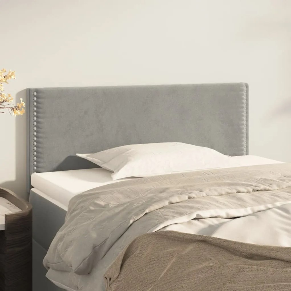 345898 vidaXL Cabeceira de cama veludo 90x5x78/88 cm cinzento-claro