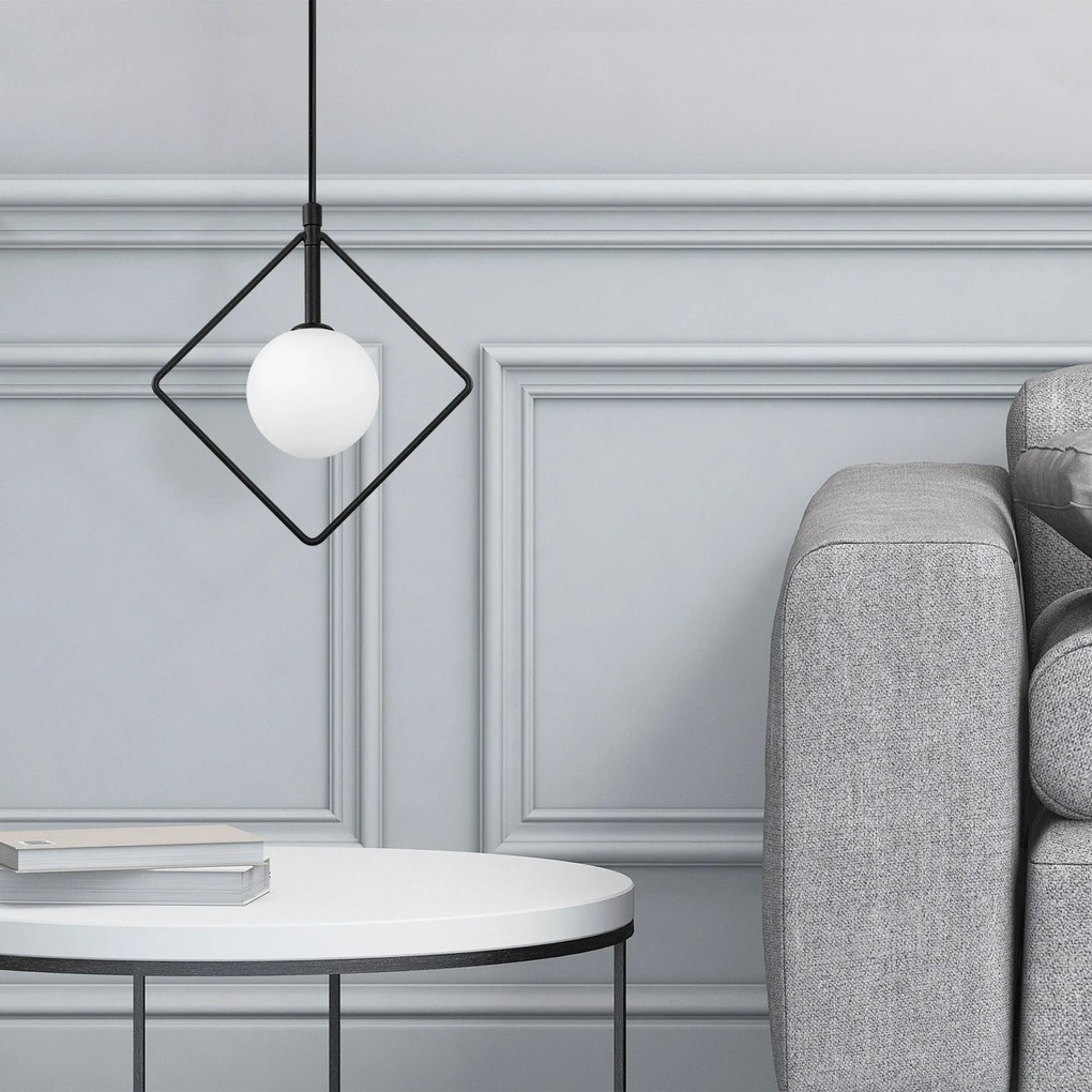 Candeeiro Suspenso Geometri – Preto e Branco – 24 x 12 cm