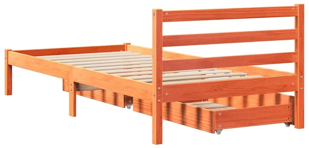 Cama sem colchão 90x190 cm madeira de pinho maciça castanho-mel