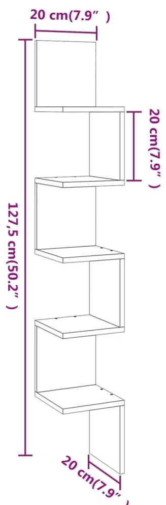 Estante canto 20x20x127,5 cm derivados madeira cinzento sonoma