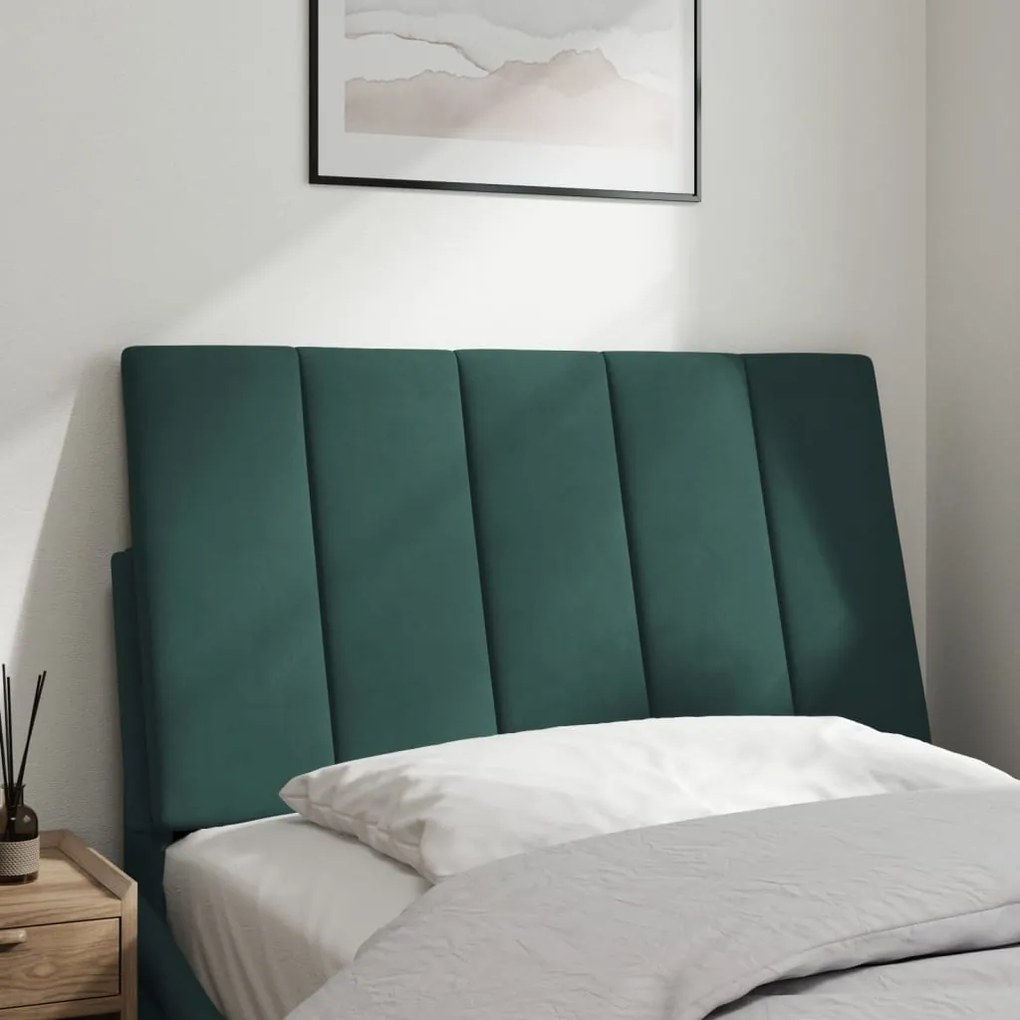 Almofadão de cabeceira 90 cm veludo verde-escuro