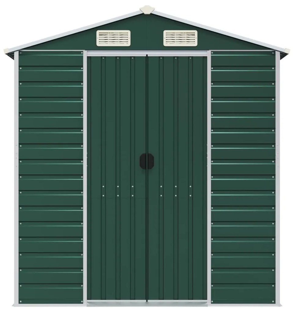 Abrigo de jardim 191x555x198 cm aço galvanizado verde