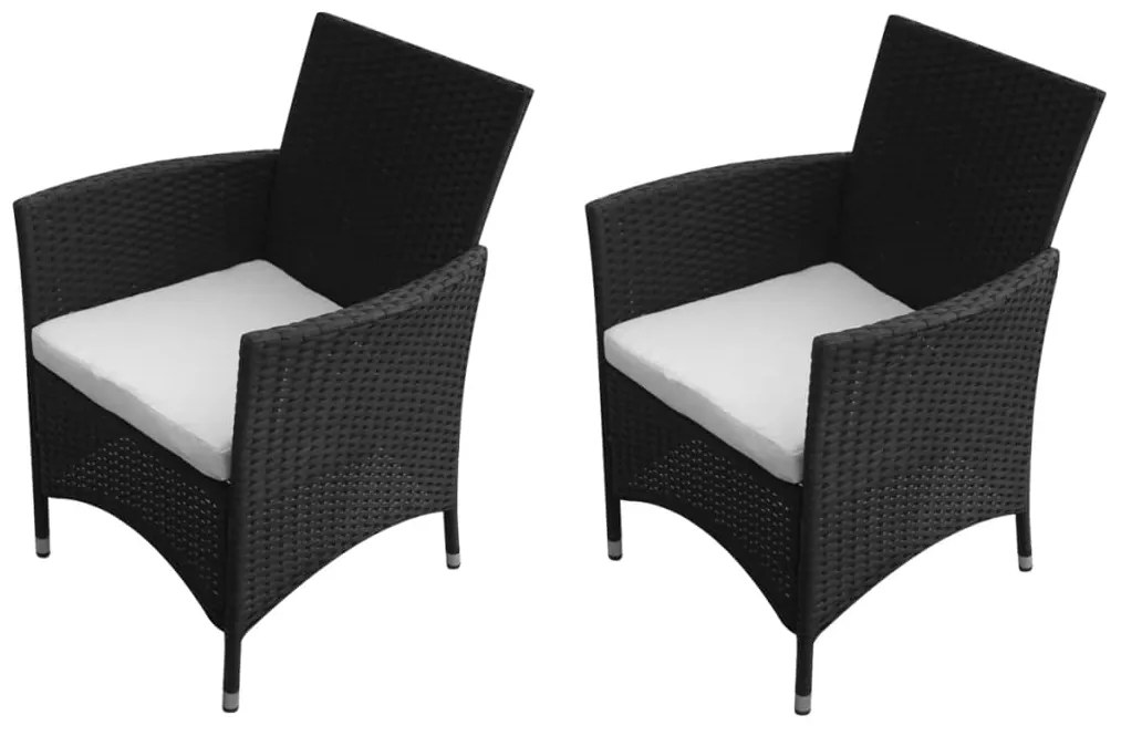 43124 vidaXL Cadeiras de jardim 2 pcs vime PE preto