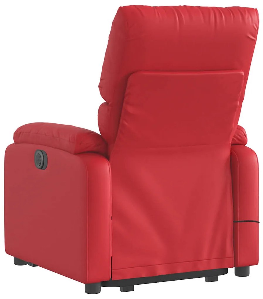 Poltrona massagens reclinável elevatória couro artif. vermelho