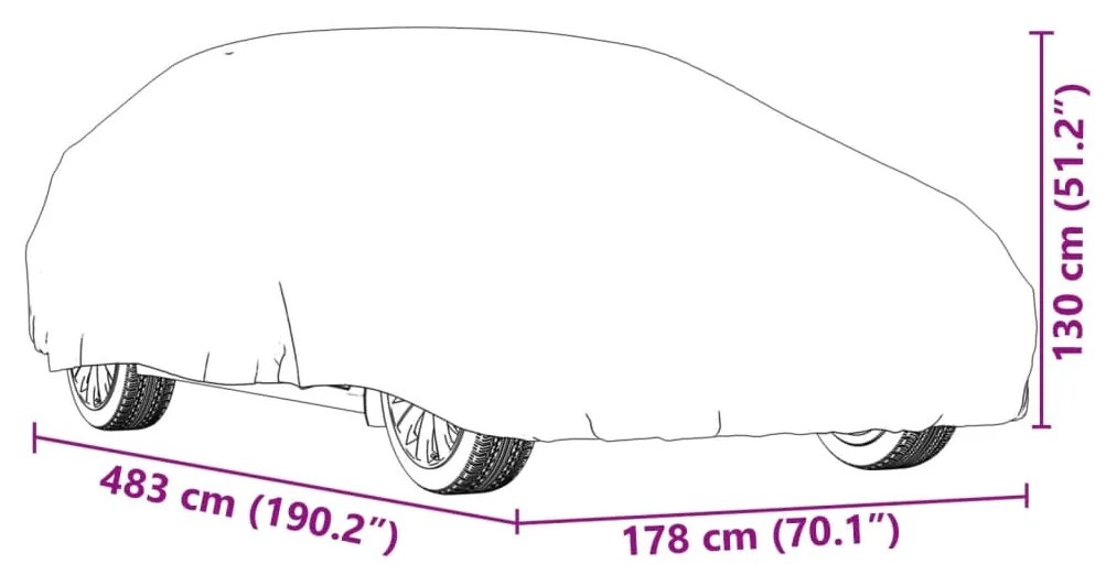 Cobertura de carro p/ Sedan com cintas de fivela L prateado